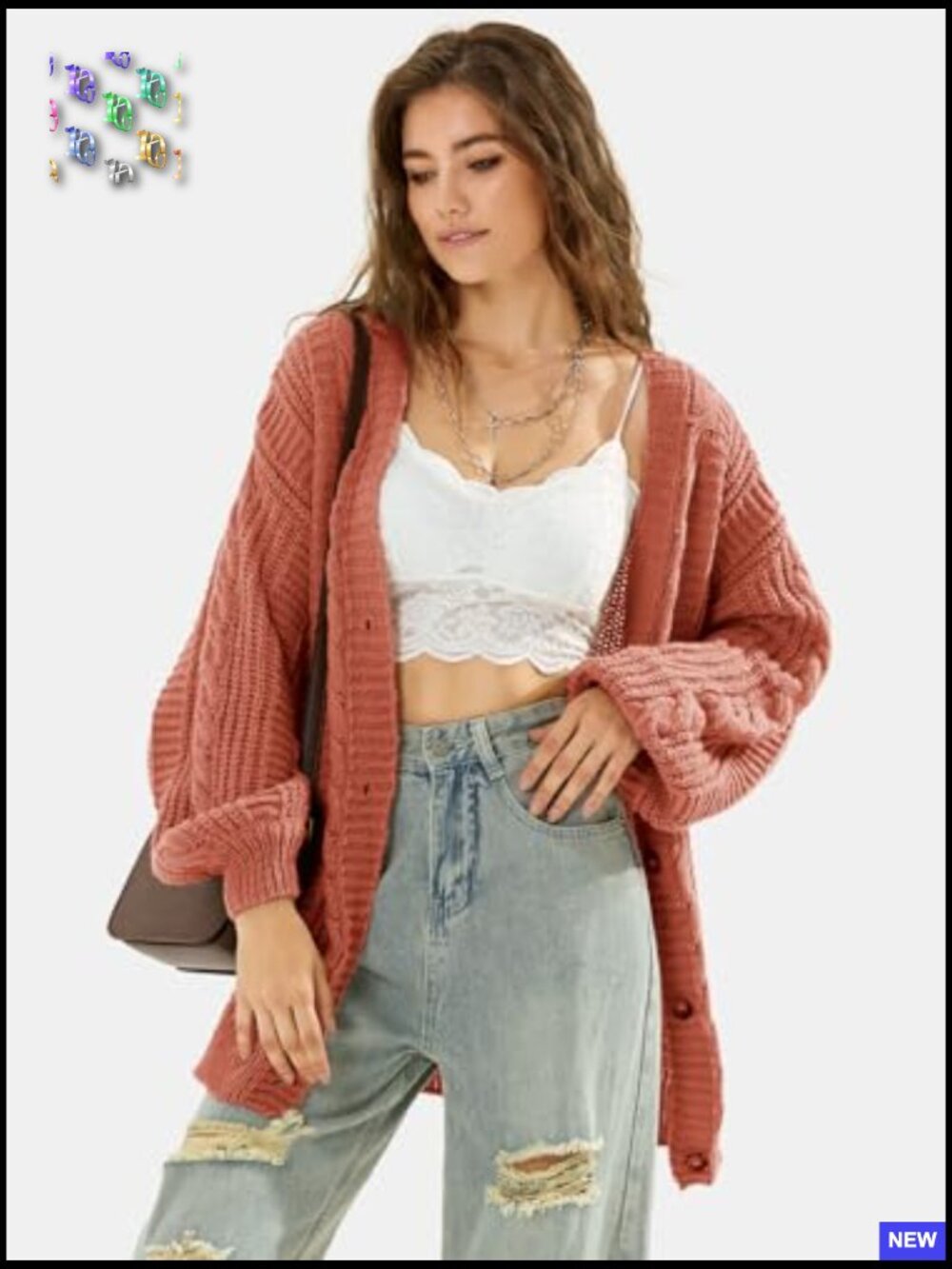 Oversized Cardigan Sweaters Fall Winter Lightweight Soft Knit Open Front Button - Picture 5 of 7
